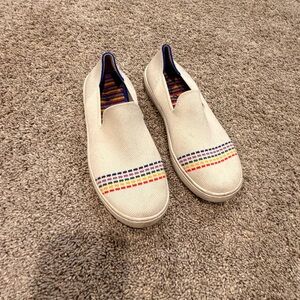 Rothy's Kids Sneakers in Cream with Multicolor Stripes